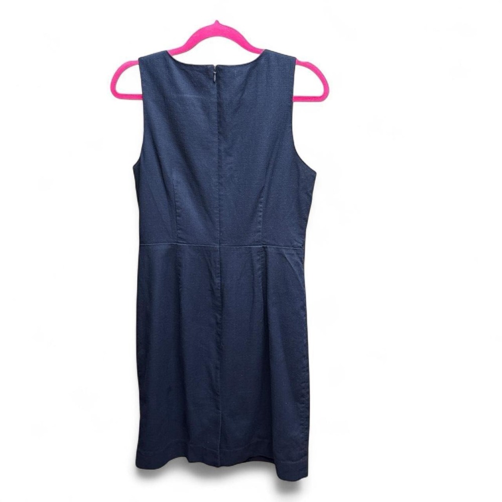J.CREW size 8 Blue Solid Knit Y2K Sheath Dress Women's Sleeveless Lined Buttons - Picture 4 of 8